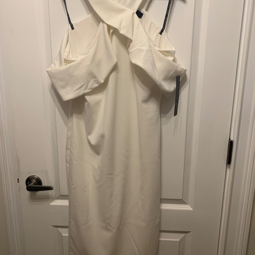 Rachel Rachel Roy White Halter, Cold Shoulder Dress